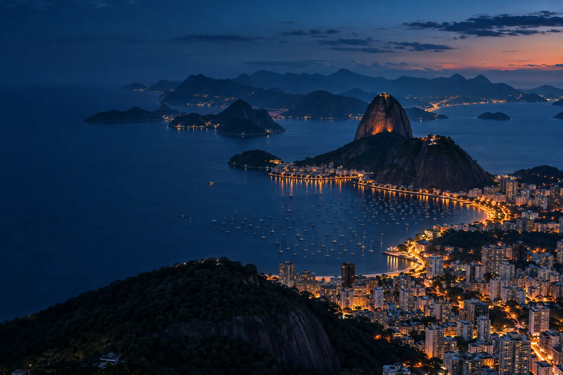 Pão de Açúcar no Rio de Janeiro ao anoitecer